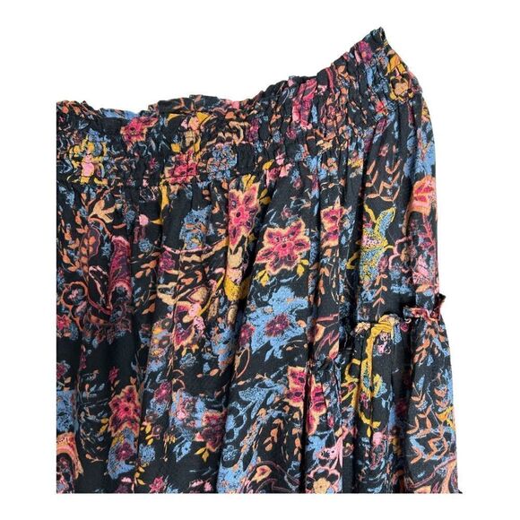 Free People Free Spirit Off Shoulder Top Blouse Bell Sleeves Boho Floral Women S - Picture 4 of 6